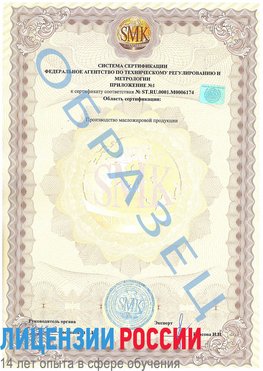 Образец сертификата соответствия (приложение) Евпатория Сертификат ISO 22000